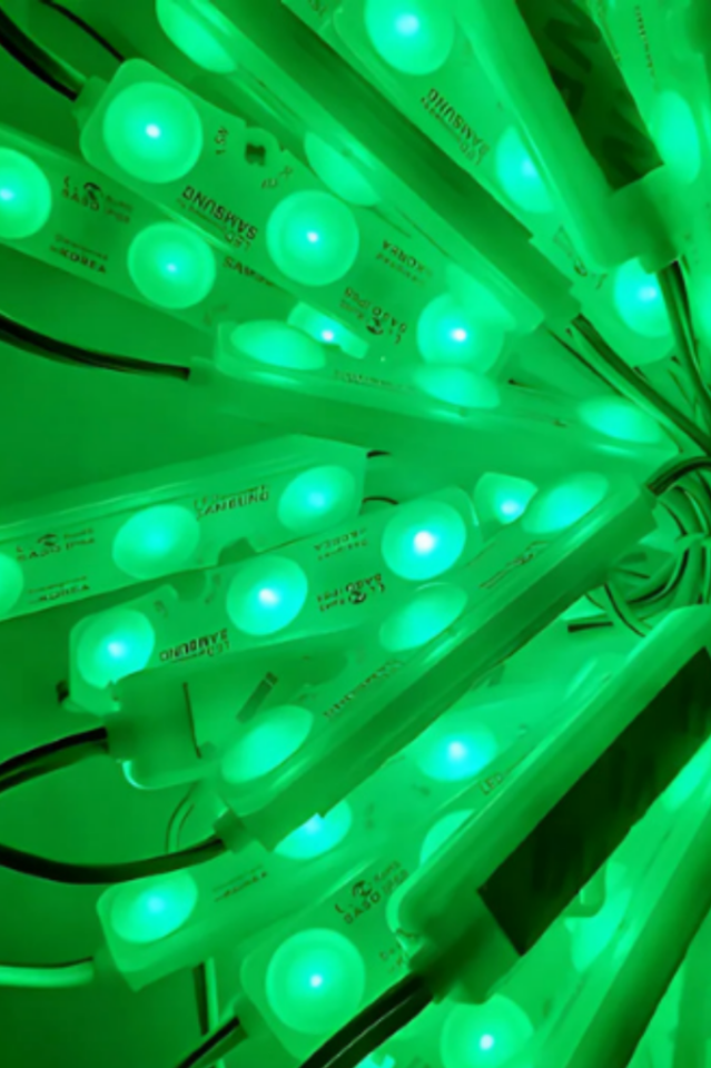 12 Volt 3 Lensli Samsung Modül Led Yeşil (10 Adet)