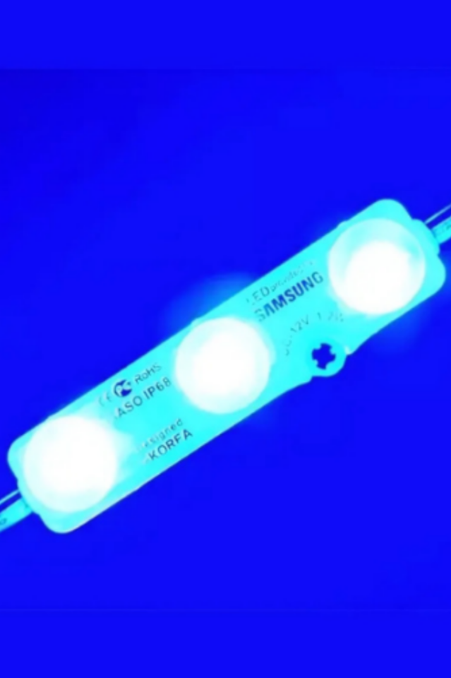 12 Volt 3 Lensli Samsung Modül Led Mavi (10 Adet)
