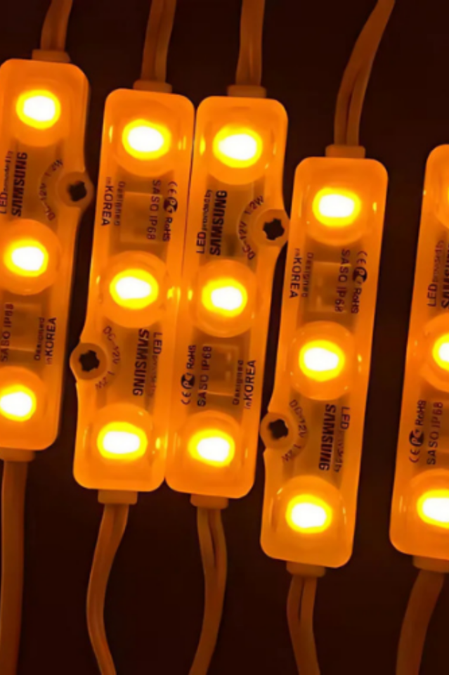 12 Volt 3 Lensli Samsung Modül Led Sarı (10 Adet)