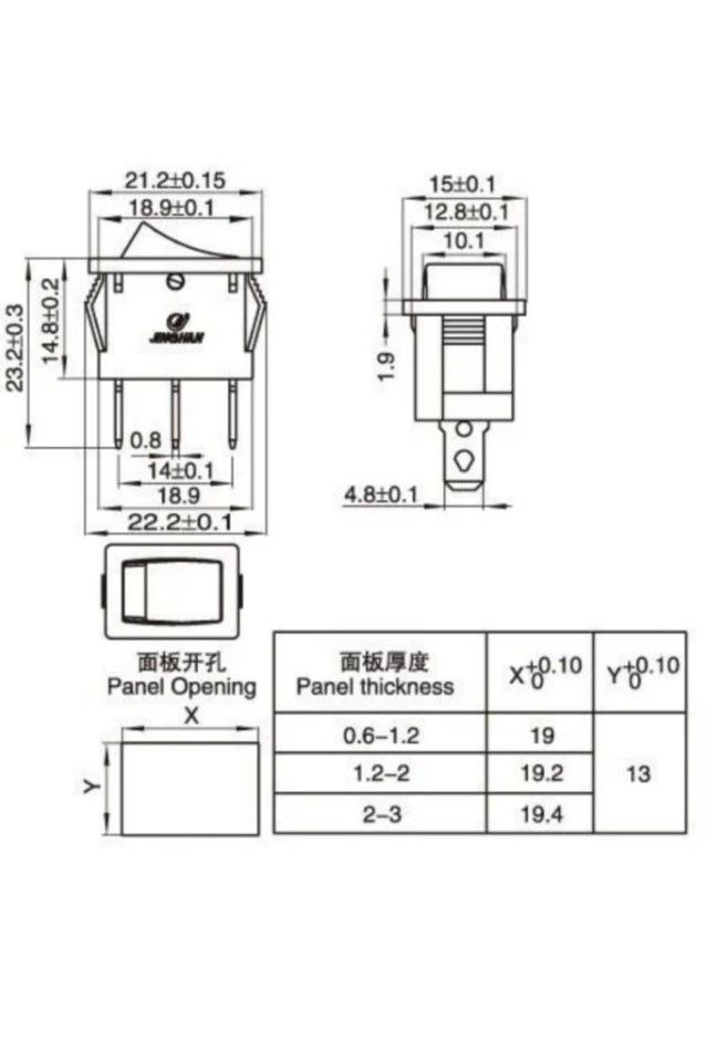 Kare On-Off Işıklı Anahtar 3 Pin Switch (10 Adet)