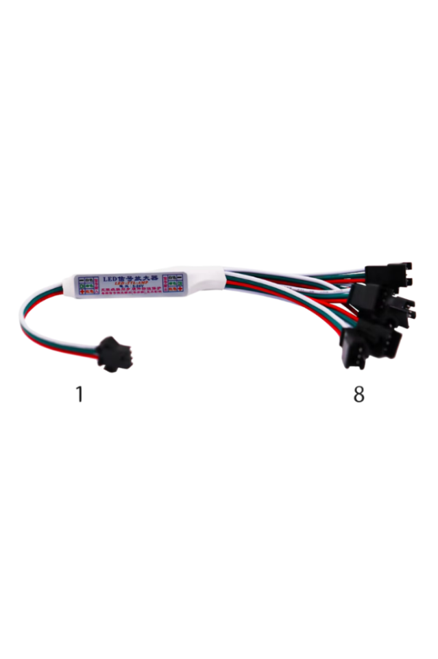 Pixel Şerit Led Çoklayıcı Amplifier 8'li 5-24V WS2811-WS2812B