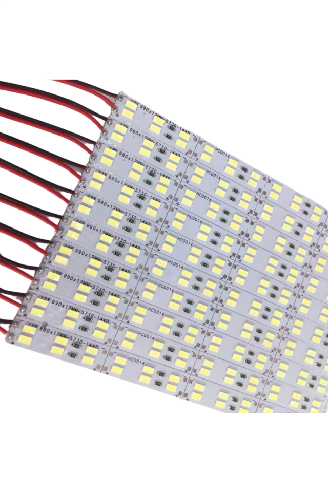5730 Çift Sıra Alüminyum Çubuk Led Beyaz 12V 144 Ledli (1 Metre)