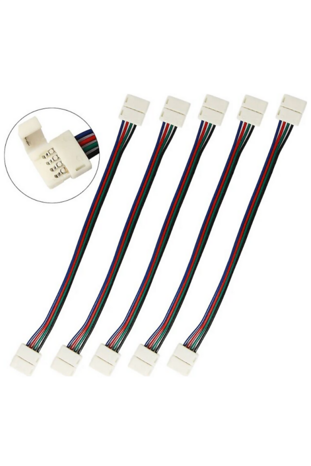 RGB Şerit Led Birleştirme Aparatı Kablolu 4’Lü Çift Yönlü (5 Adet)