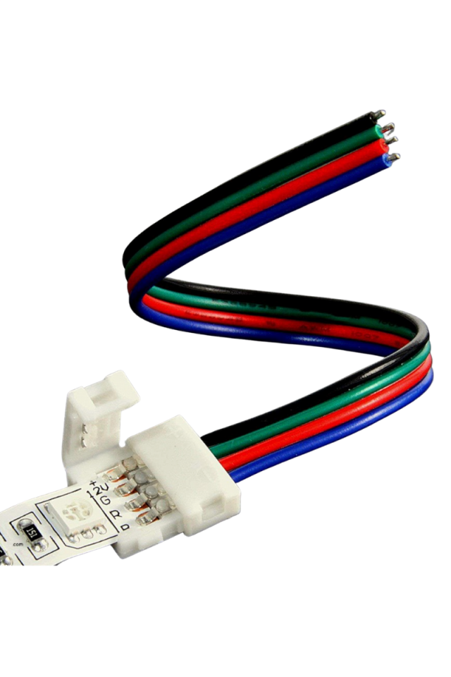 RGB Şerit Led Birleştirme Aparatı Kablolu 4’lü Tek Yönlü (5 Adet)