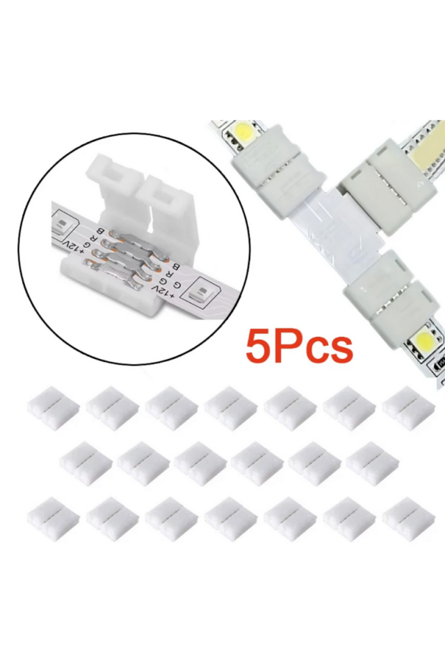Şerit Led Birleştirme Aparatı 4’Lü Tek Renk RGB (5 Adet)