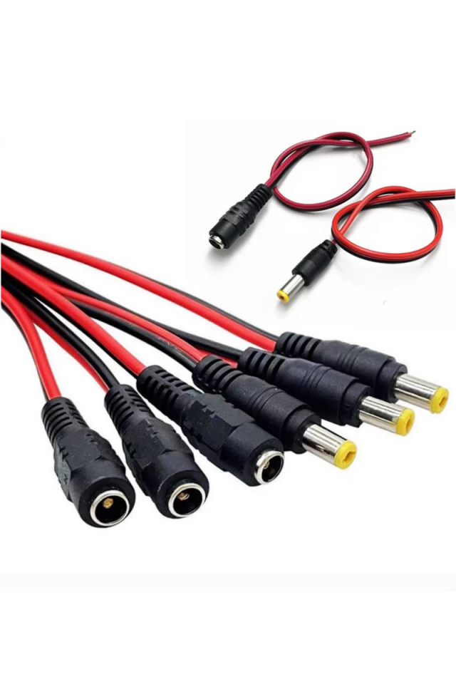 2.1 Dişi-Erkek Led Birleştirme Kablosu 15cm Adaptör Jack Fişi ve Kamera Kablosu (5 Takım)