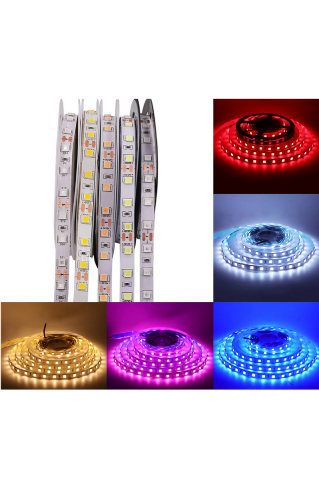 12 Volt İç Mekan Şerit Led 3 Çipli Kırmızı Metrede 60 Led IP20 (5 Metre)