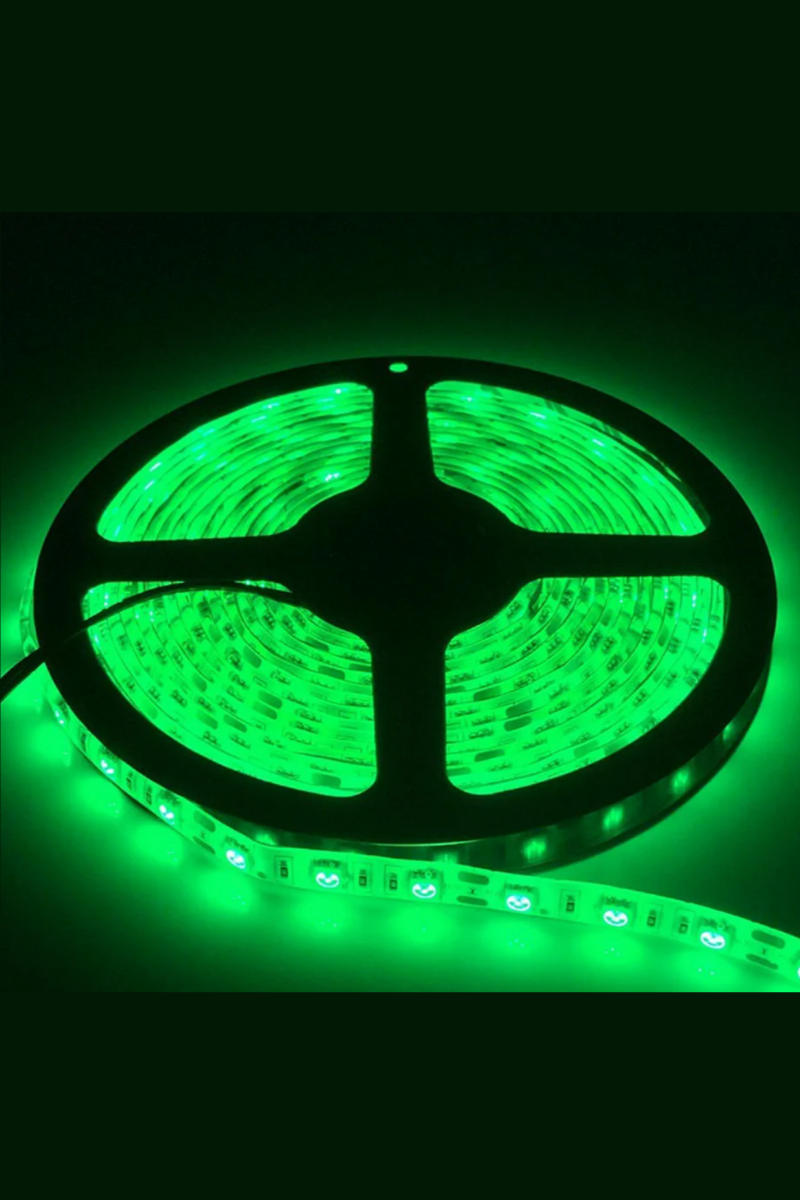 12 Volt İç Mekan Şerit Led 3 Çipli Yeşil Metrede 60 Led IP20 (5 Metre)