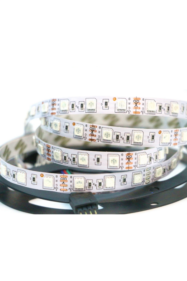 12 Volt İç Mekan Şerit Led 3 Çipli RGB Metrede 60 Led IP20 (5 Metre)