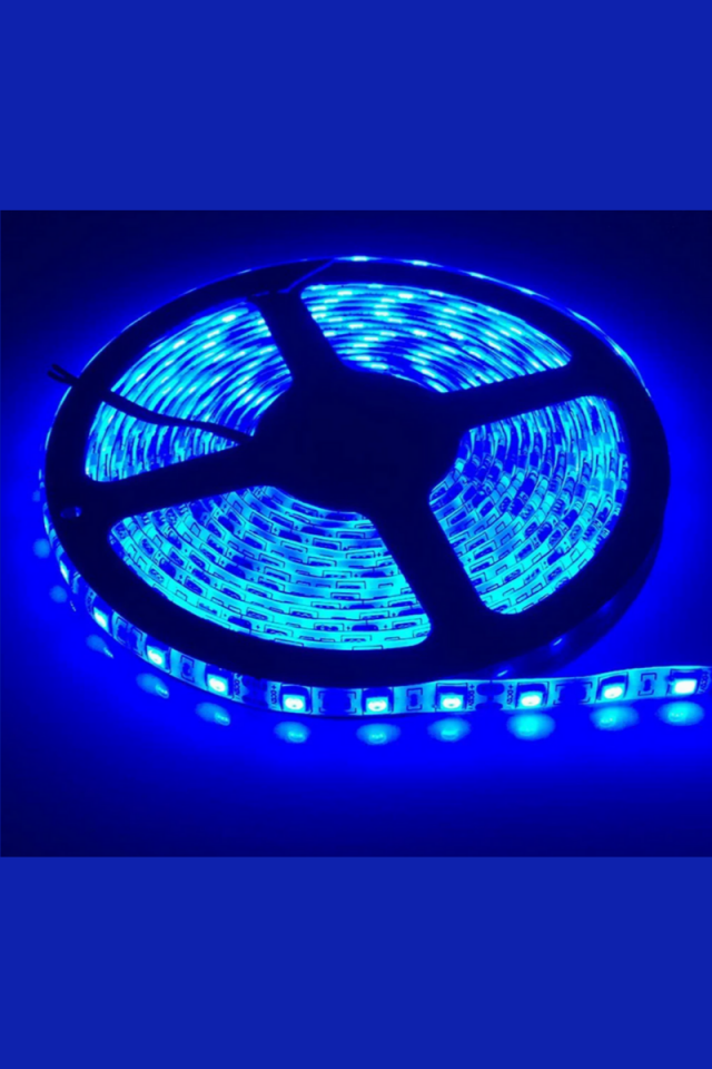 12 Volt 5050 Dış Mekan Şerit Led 3 Çipli Mavi Metrede 60 Led IP65 (5 Metre)