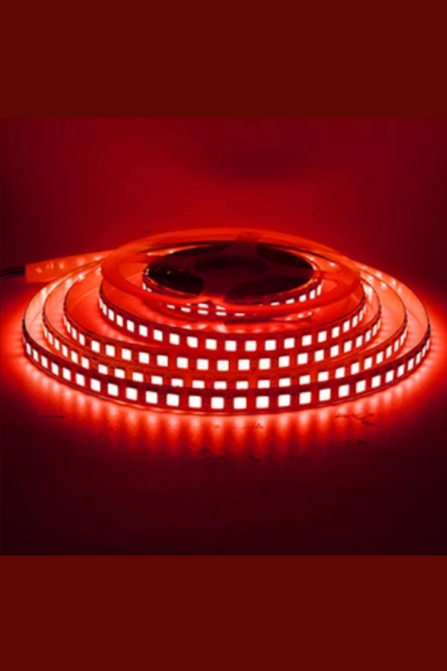 12 Volt 5050 Dış Mekan Şerit Led 3 Çipli Kırmızı Metrede 60 Led IP65 (5 Metre)
