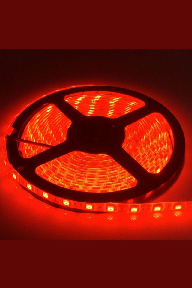 12 Volt 5050 Dış Mekan Şerit Led 3 Çipli Kırmızı Metrede 60 Led IP65 (5 Metre)