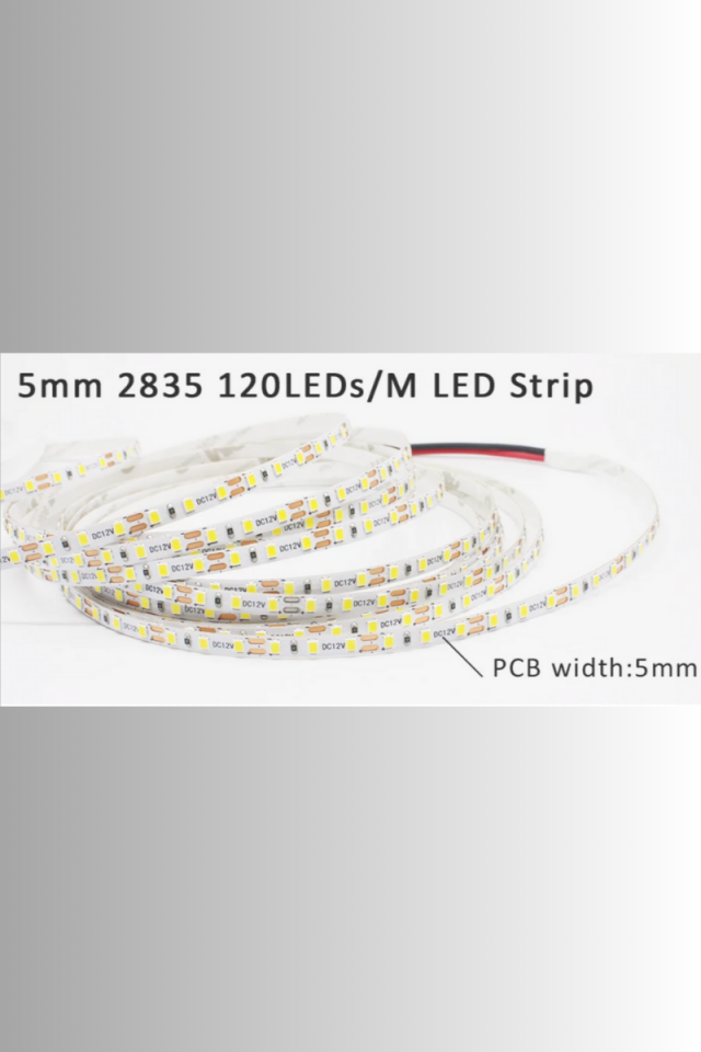 12 Volt 2835 Şerit Led 5 MM Beyaz Metrede 120 Led (5 Metre)