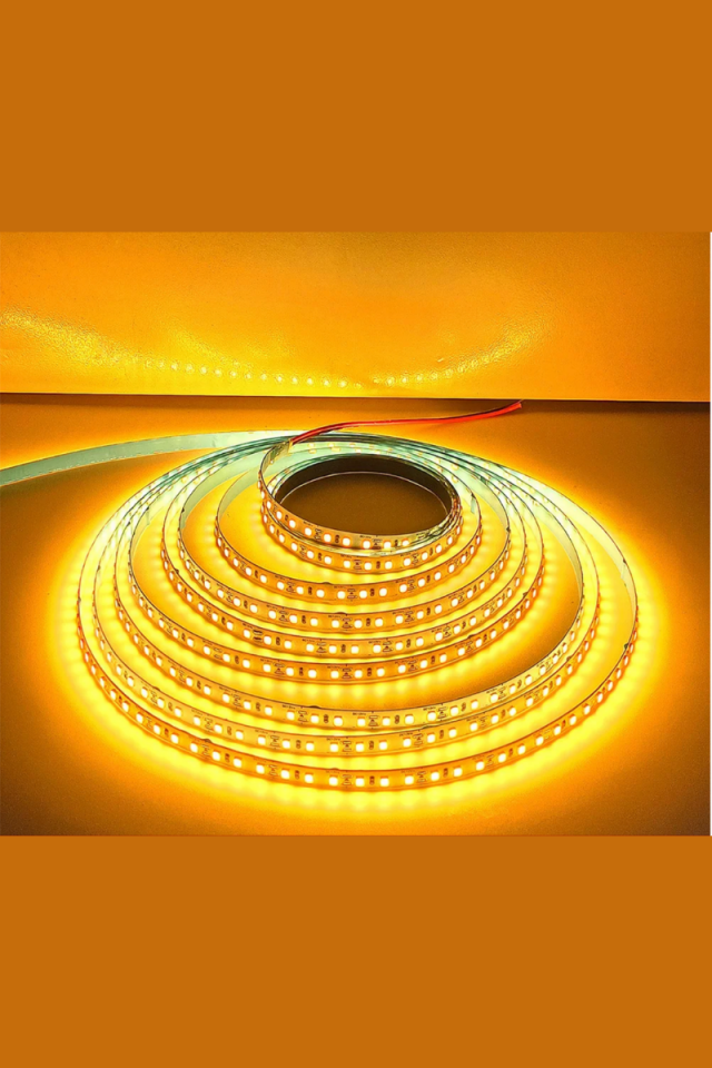 5 Volt 2835 Şerit Led 5 MM Sarı (Amber) 120 Ledli IP20 (5 Metre)