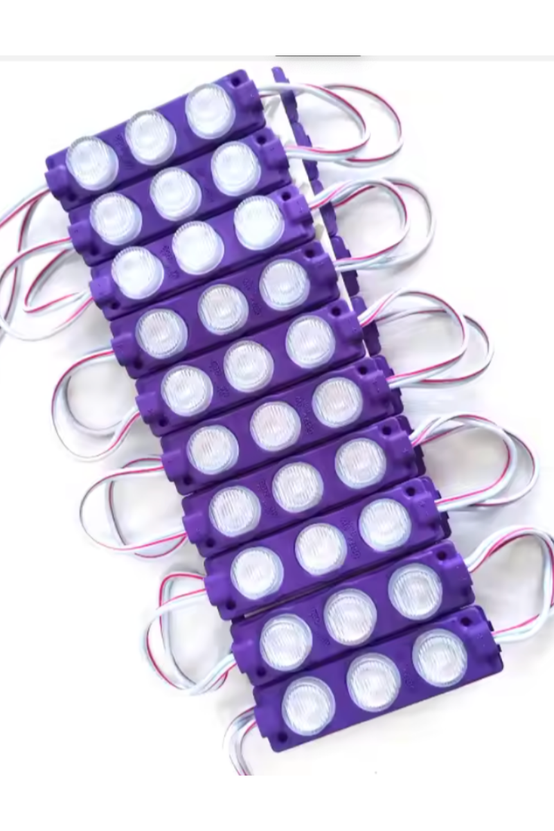 3 Mercekli 3030 Reklamcı Modül Mor 12 Volt 3 Watt (10 Adet)