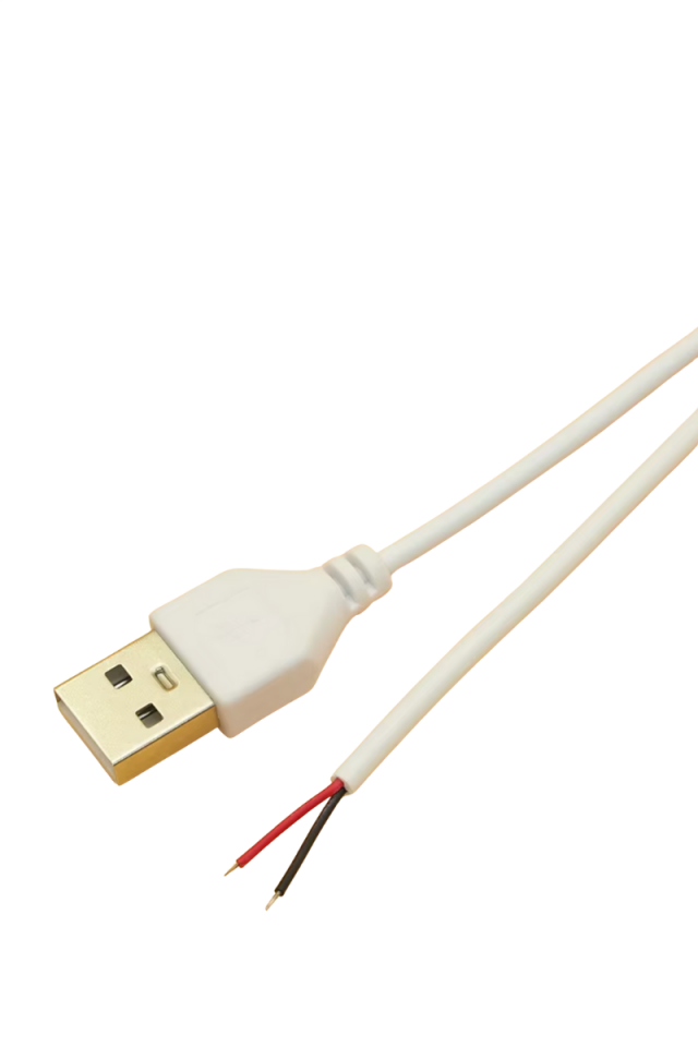 2 Amper Swich li USB Erkek Kablo 1 Metre Anahtarlı Açık Uçlu Beyaz USB Kablo