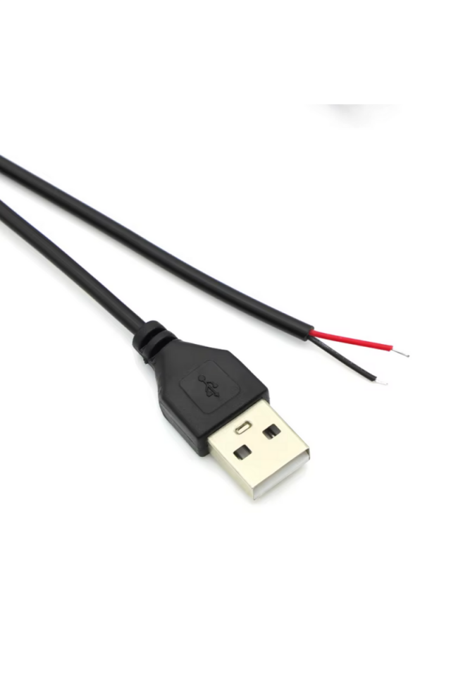 2 Amper Swich li USB Erkek Kablo 1 Metre Anahtarlı Açık Uçlu Siyah USB Kablo