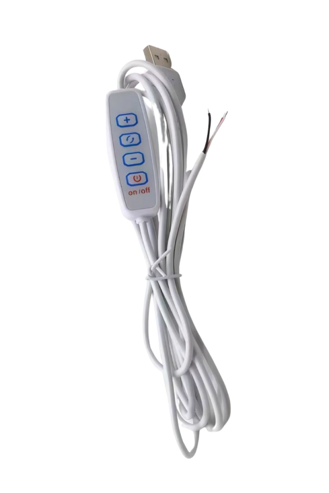 2 Amper On/Off Switch'li Dimmer USB Erkek Kablo 1 Metre Açık Uçlu Çift Renk Dim Edilebilir USB Kablo
