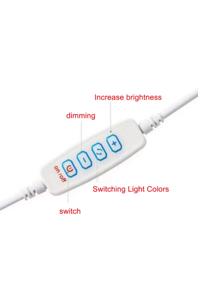 2 Amper On/Off Switch'li Dimmer USB Erkek Kablo 1 Metre Açık Uçlu Çift Renk Dim Edilebilir USB Kablo