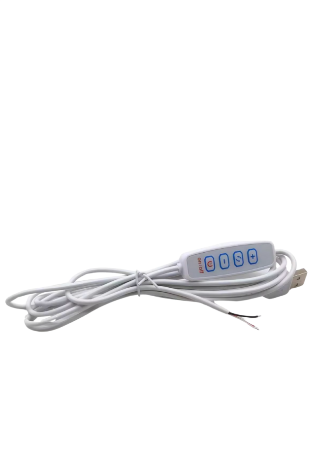 2 Amper On/Off Switch'li Dimmer USB Erkek Kablo 1 Metre Açık Uçlu Çift Renk Dim Edilebilir USB Kablo