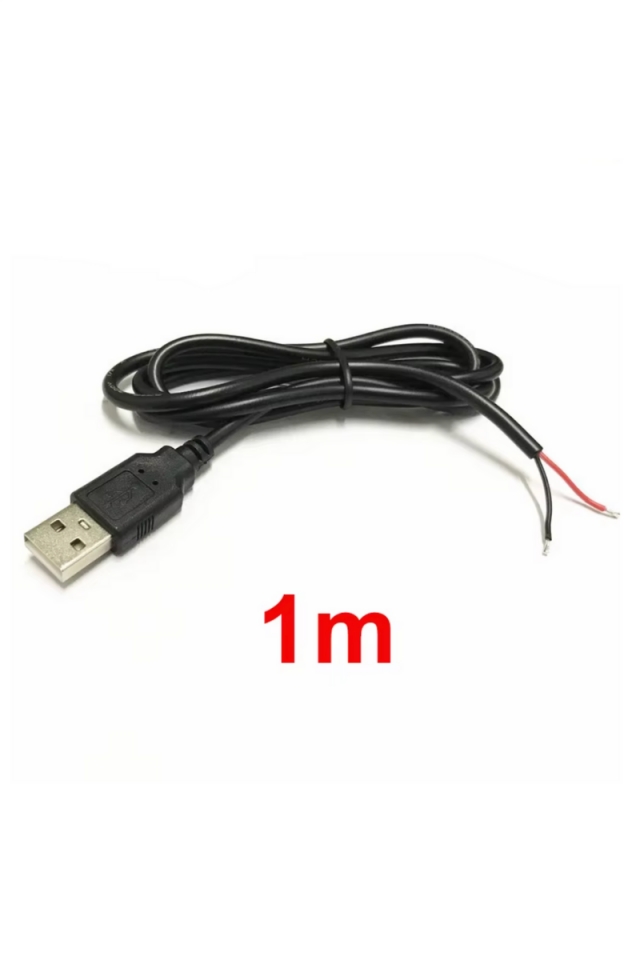 2 Amper USB Erkek Kablo 1 Metre Ucu Açık USB Kablo