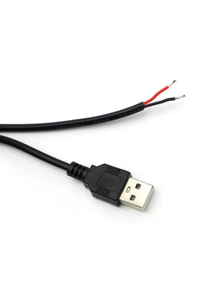 2 Amper USB Erkek Kablo 1 Metre Ucu Açık USB Kablo