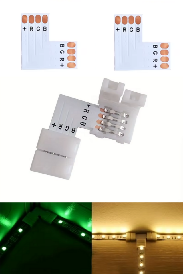 RGB Şerit Led Birleştirme Aparatı L Tipi Birleştirme Konnektörü (5 Adet)