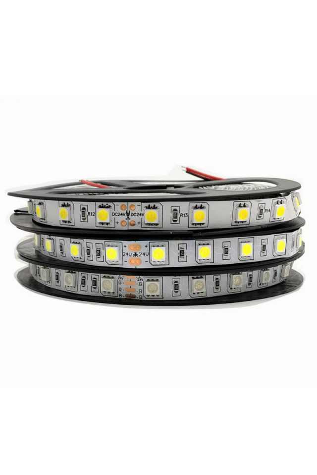 24 Volt 5050 Şerit Led Kırmızı IP65 (5 Metre)