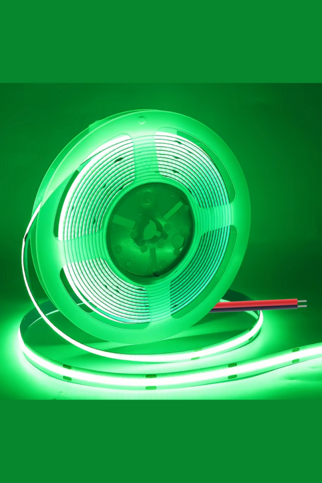 12V Cob Şerit Led 8MM 320 Ledli Esnek Yeşil Cob Led IP20 (5 Metre)