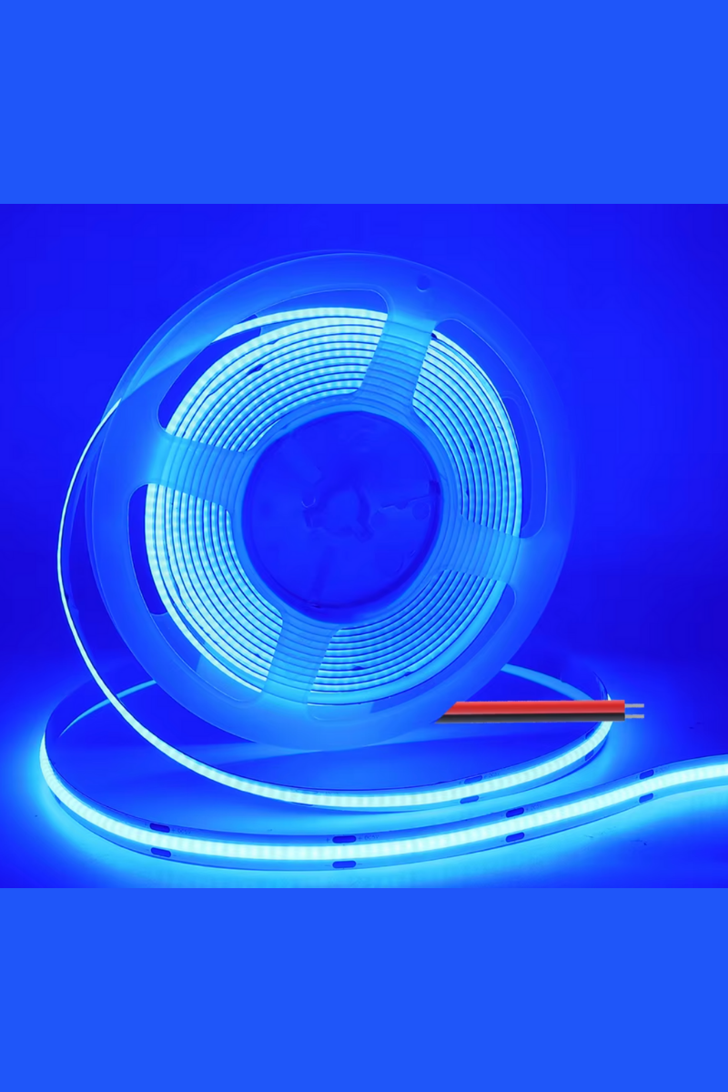 12V Cob Şerit Led 8MM 320 Ledli Esnek Mavi Cob Led IP20 (5 Metre)