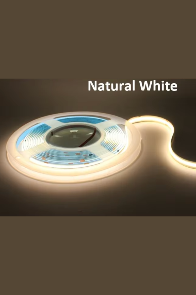 12V Cob Şerit Led 8MM 320 Ledli Esnek Natural Beyaz Cob Led IP20 (5 Metre)