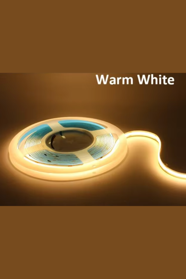 12V Cob Şerit Led 8MM 320 Ledli Esnek Gün Işığı Cob Led IP20 (5 Metre)