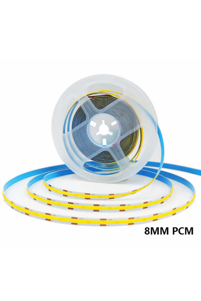 12V Cob Şerit Led 8MM 320 Ledli Esnek Gün Işığı Cob Led IP20 (5 Metre)