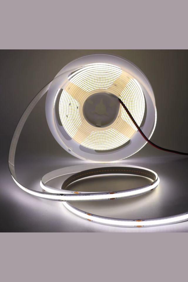12V Cob Şerit Led 8MM 320 Ledli Esnek Beyaz Cob Led IP20 (5 Metre)