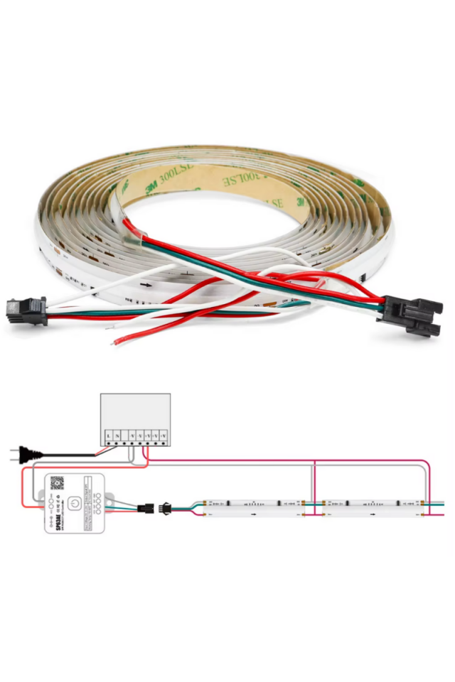 12V Cob Şerit Led 8MM 768 Ledli Esnek RGB Cob Led IP20 (5 Metre)