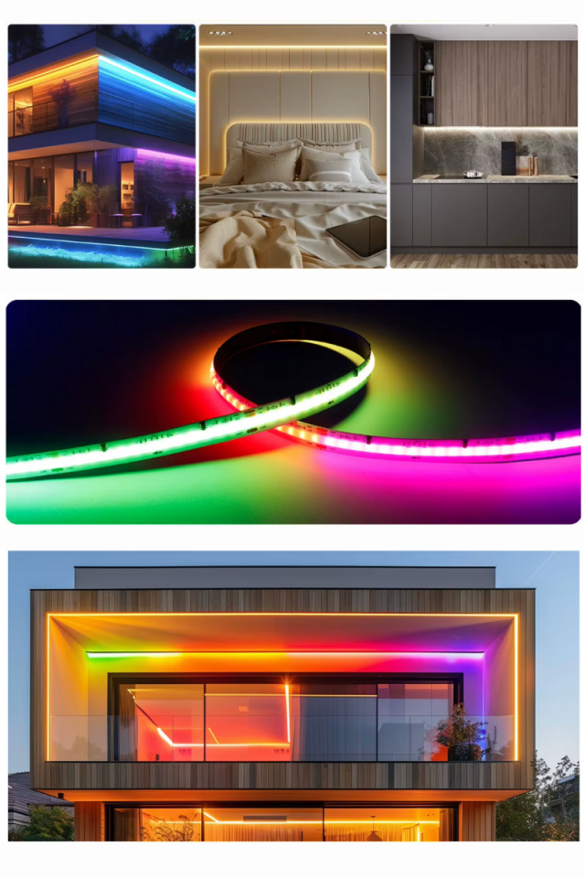 12V Cob Şerit Led 8MM 768 Ledli Esnek RGB Cob Led IP20 (5 Metre)