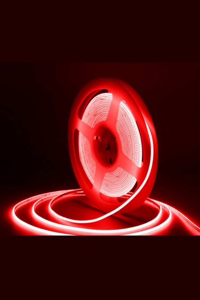 12V Cob Şerit Led 3MM 400 Ledli İnce Esnek Kırmızı Cob Led IP20 (5 Metre)