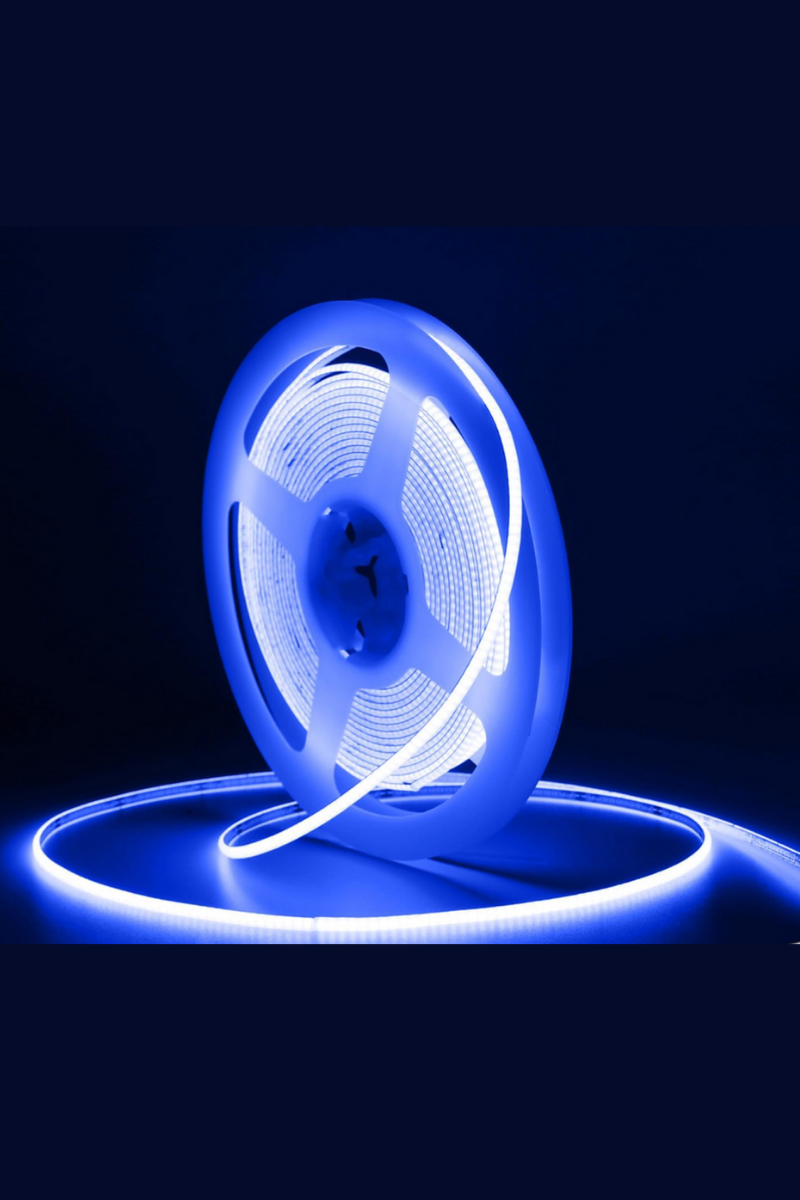 12V Cob Şerit Led 3MM 400 Ledli İnce Esnek Mavi Cob Led IP20 (5 Metre)