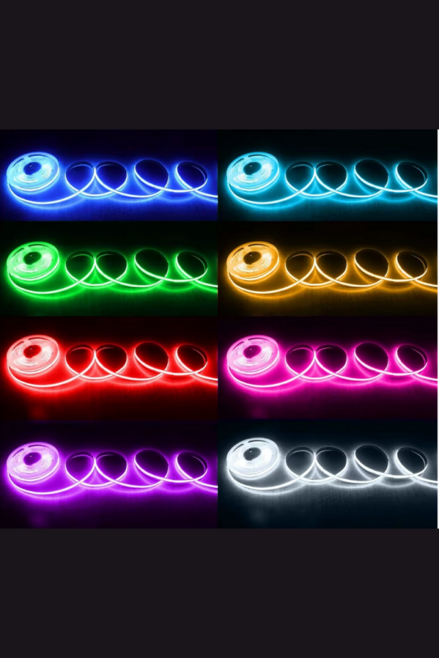 12V Cob Şerit Led 3MM 400 Ledli İnce Esnek Mavi Cob Led IP20 (5 Metre)