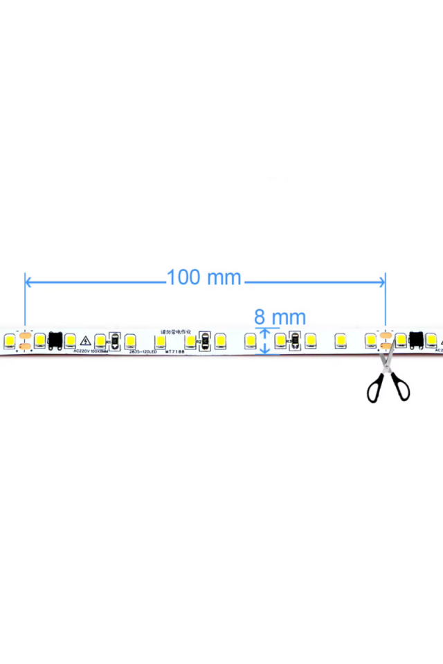 220 Volt Şerit Led Dim Edilebilir 10 Cm De Bir Kesilebilir Natural Beyaz IP20 Şerit Led (10 Metre)