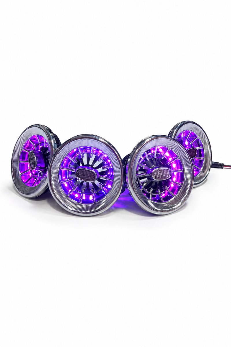VIP Universal LED Ambiyanslı Araç Klima Menfezi Bluetooth Kontrol ( 4’lü Set ) ( 9-10cm Çap )