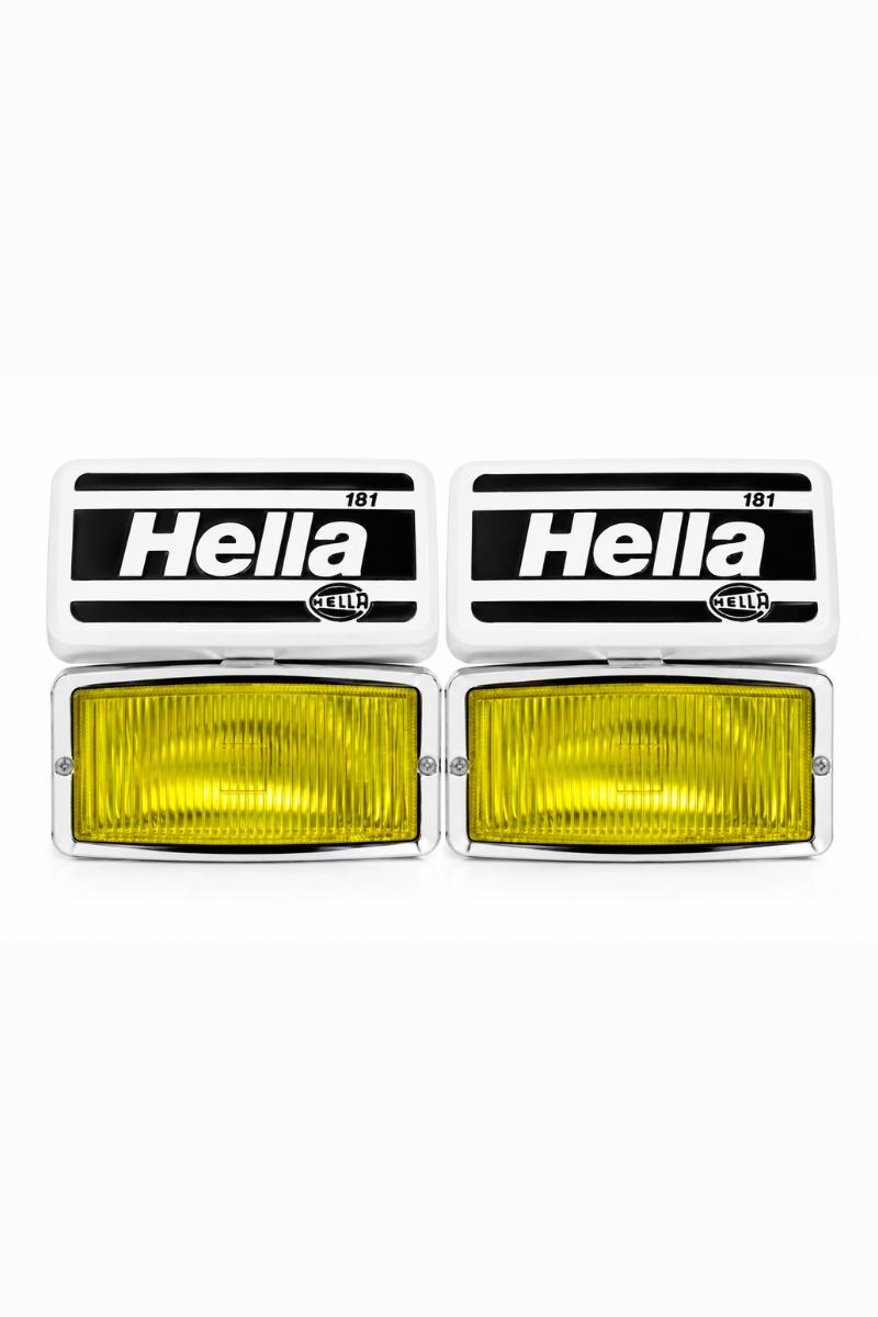 Hella 181 Sarı Cam Sis Farı Takımı – Beyaz Kapaklı Klasik Etiketçilere Özel Yardımcı Far Seti (2 Adet)