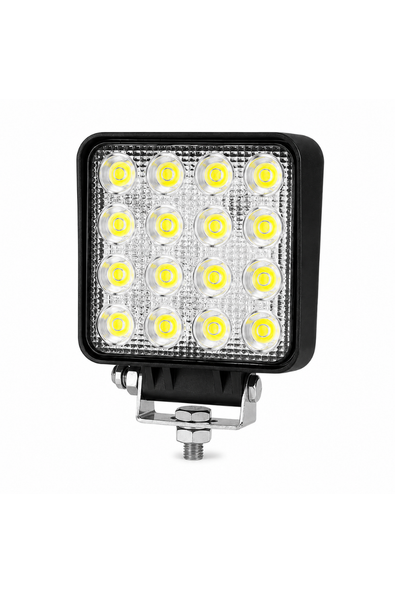 16 LED Kare Çalışma Lambası 12V-24V IP67 Su Geçirmez Yüksek Güçlü Off Road Projektör