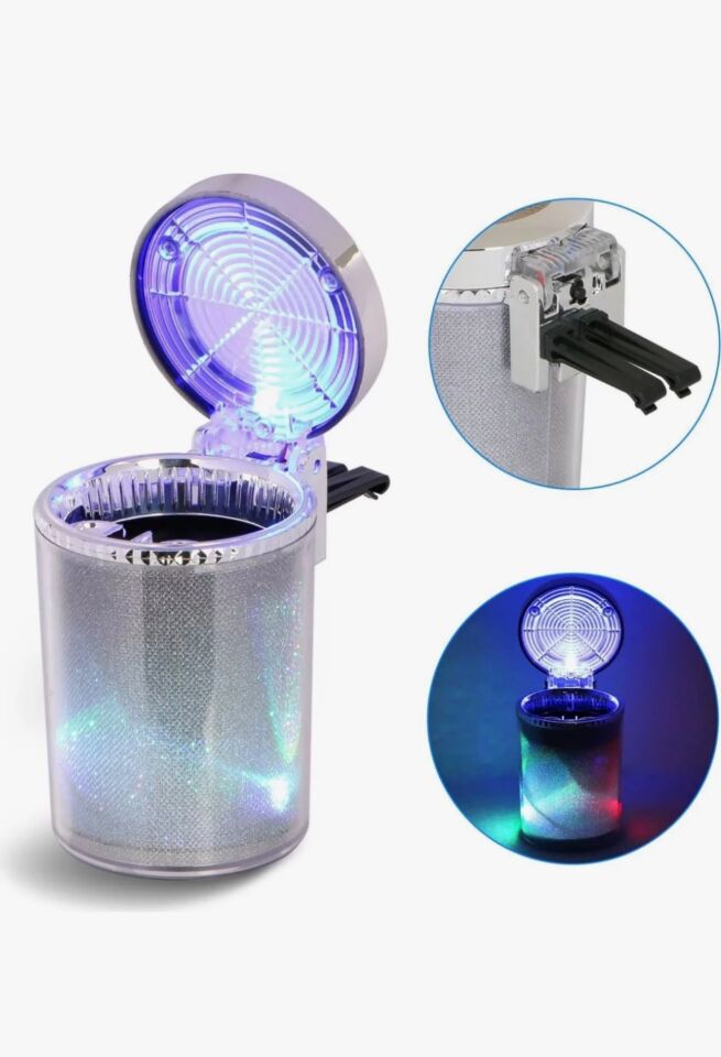 LED Işıklı Araç Küllüğü  Bardaklık Uyumlu Taşınabilir Küllük