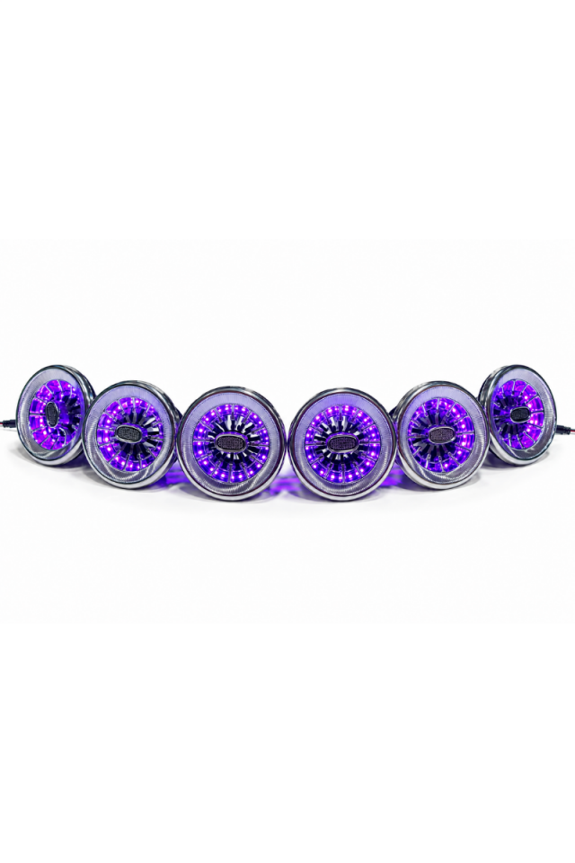 VIP Universal LED Ambiyanslı Araç Klima Menfezi Bluetooth Kontrol ( 6’ li Set ) ( 9-10cm Çap )