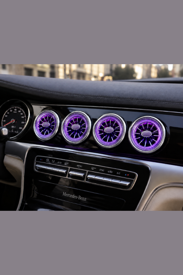 VIP Universal LED Ambiyanslı Araç Klima Menfezi Bluetooth Kontrol ( 6’ li Set ) ( 9-10cm Çap )