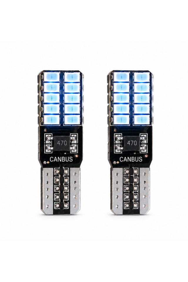 T10 24 LED CANBUS Mavi Ampul Yüksek Parlaklık W5W Park ve Plaka LED