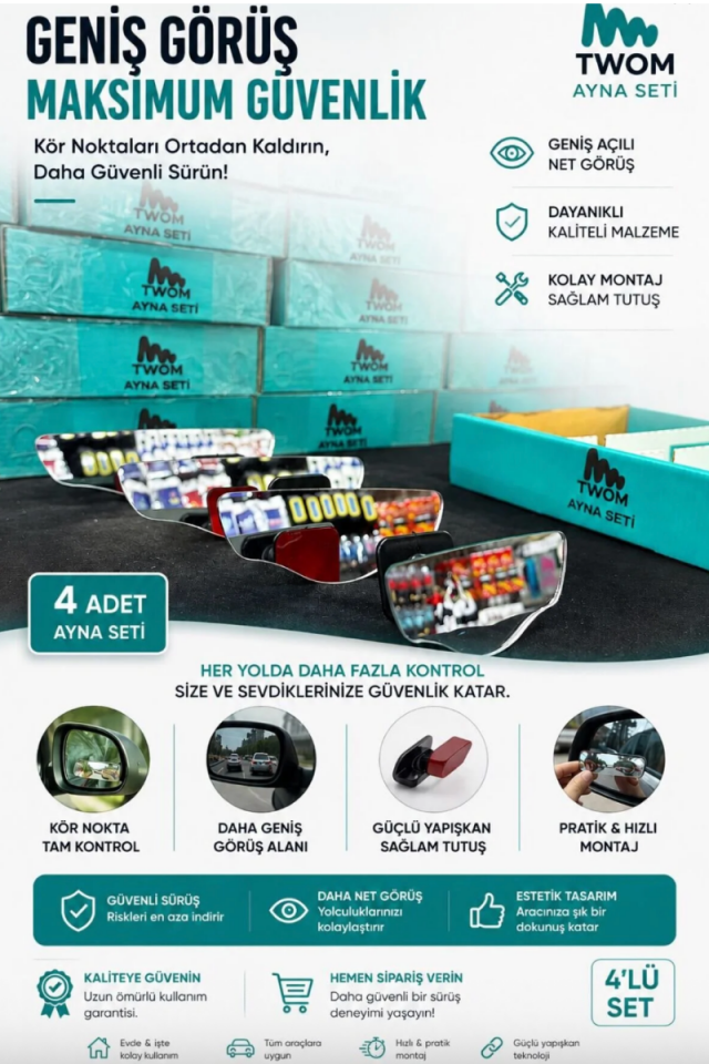 4’Lü Çok Amaçlı Araç Ayna Seti