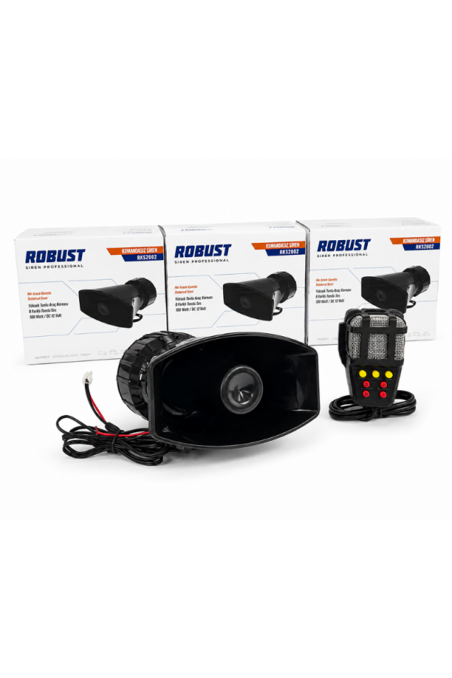 12V Mikrofonlu Siren Güçlü Sesli Araç Sireni ve Anons Sistemi 100W