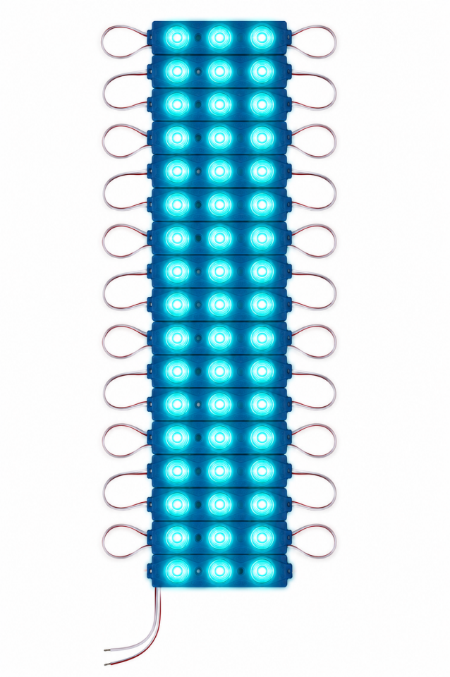 3 Lensli Modül Led Turkuaz 12 Volt 1.2 Watt 2835 ( 10 Adet )